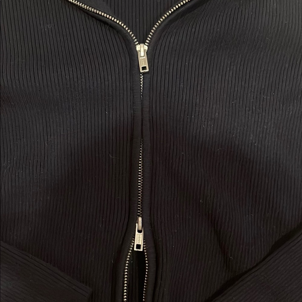 Navy Hooded Double Zip-Up Jacket